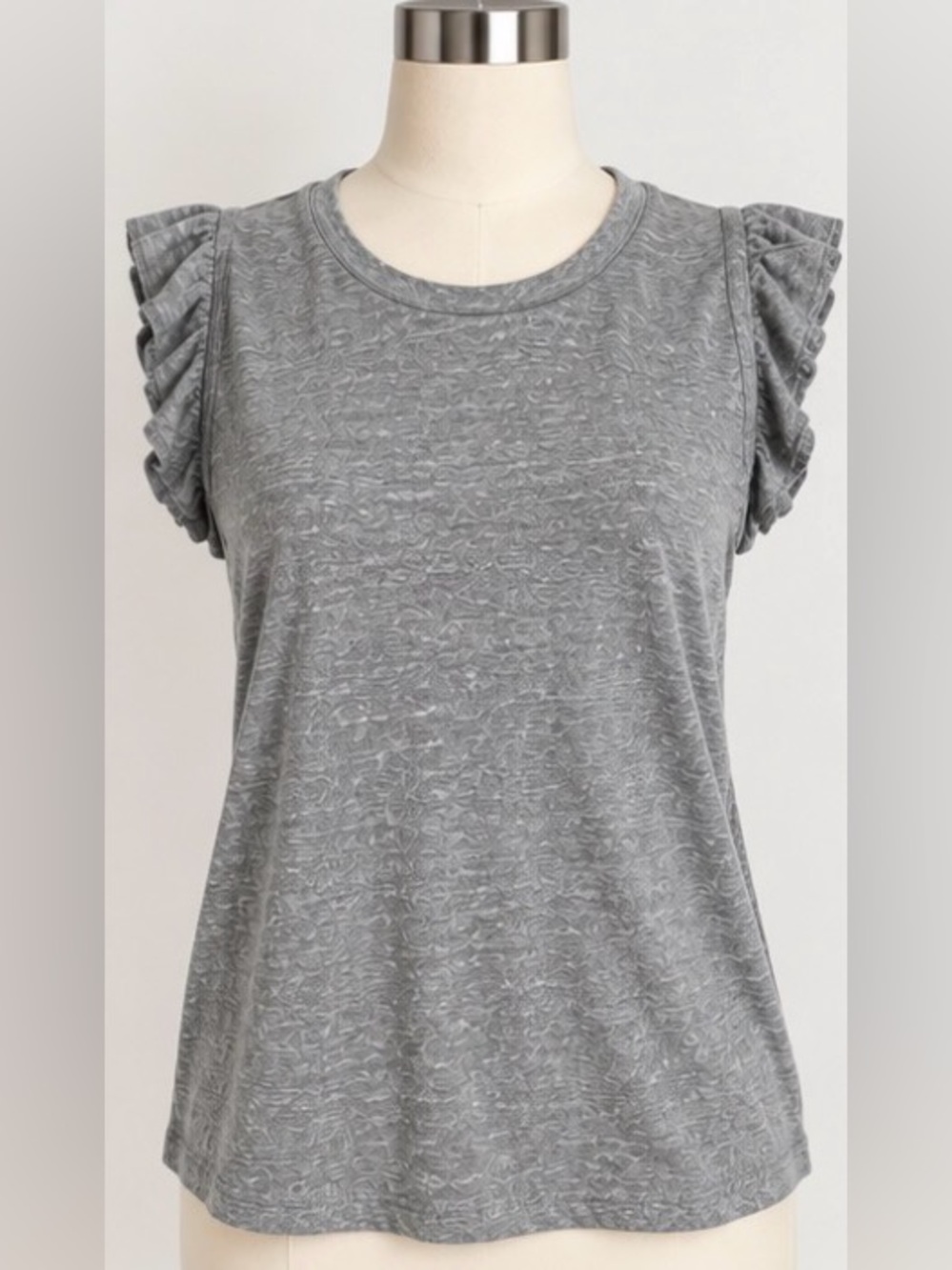 [Z Supply] Heather Gray Ruffle Sleeve Soft Knit Top Women’s Size S